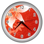 flower_plate Wall Clock (Silver)