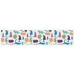 Blue Colorful Cats Silhouettes Pattern Flano Scarf (Small)