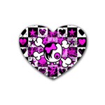 Emo Scene Girl Skull Rubber Heart Coaster (4 pack)