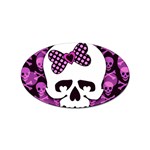 Pink Polka Dot Bow Skull Sticker (Oval)