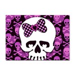 Pink Polka Dot Bow Skull Sticker A4 (10 pack)