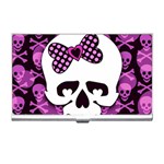 Pink Polka Dot Bow Skull Business Card Holder