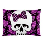Pink Polka Dot Bow Skull Pillow Case (Two Sides)