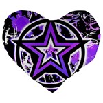 Purple Star Large 19  Premium Heart Shape Cushion