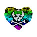 Rainbow Skull Standard 16  Premium Flano Heart Shape Cushion 