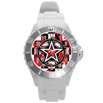 Star Checkerboard Splatter Round Plastic Sport Watch (L)