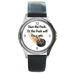 Own The Puck Round Metal Watch
