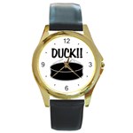 DUCK!! Round Gold Metal Watch