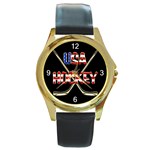 USA Hockey Round Gold Metal Watch