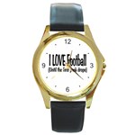 I LOVE Football Round Gold Metal Watch