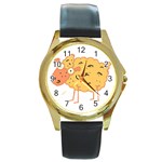 Funky sheep Round Gold Metal Watch