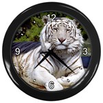 White Tiger 9 Wall Clock (Black)