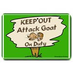 Keep Out Attack Goat on Duty Large Doormat