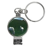 Two White Horses 0002 Nail Clippers Key Chain