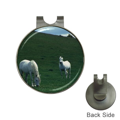 Two White Horses 0002 Golf Ball Marker Hat Clip from ArtsNow.com Front