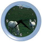 Two White Horses 0002 Color Wall Clock