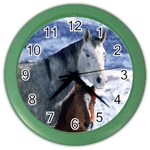 Winter Horses 0004 Color Wall Clock