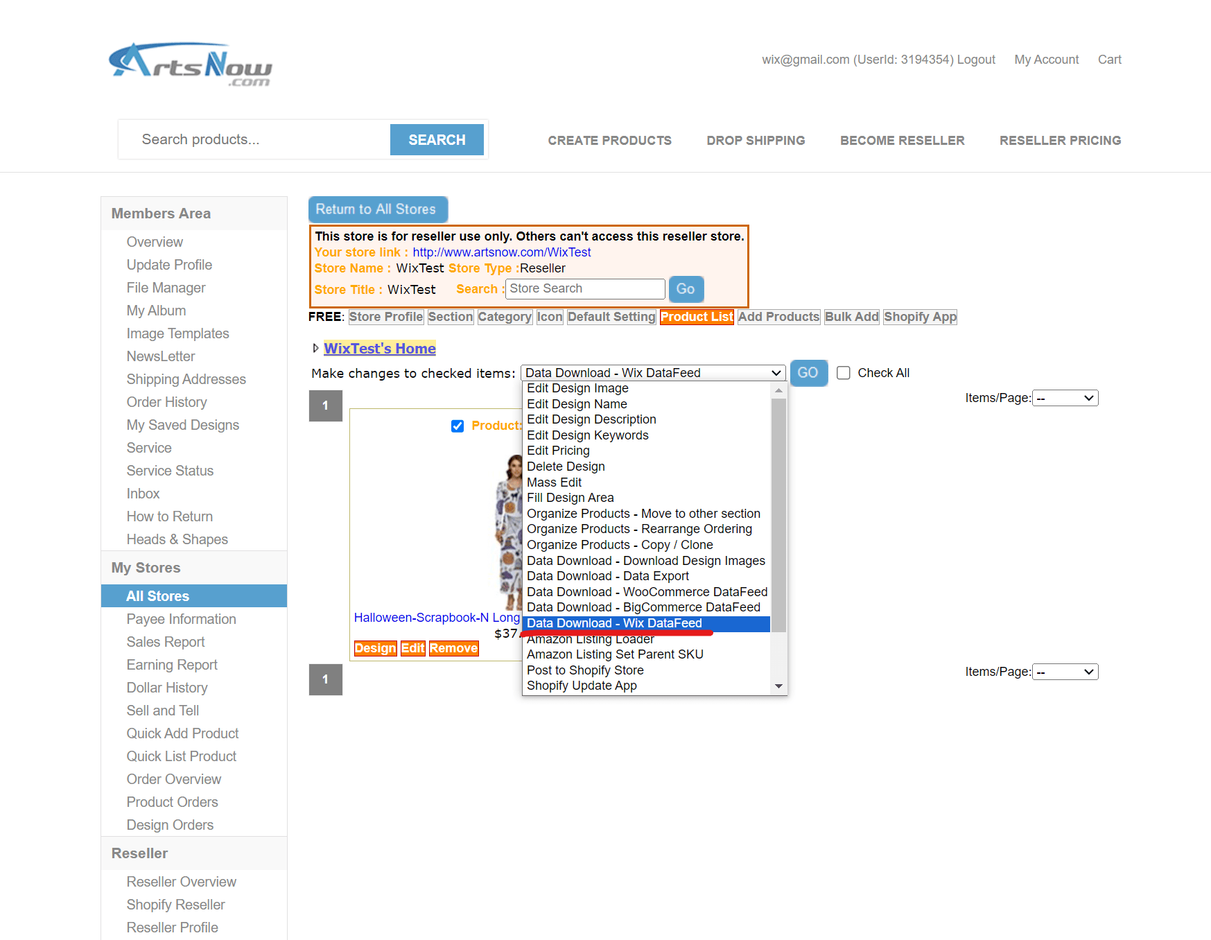 Export Products to Wix Step1