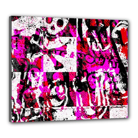 Pink Checker Graffiti Canvas 24  x 20  (Stretched) from ArtsNow.com