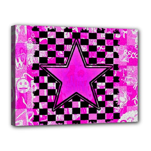 Pink Star Canvas 16  x 12  (Stretched) from ArtsNow.com