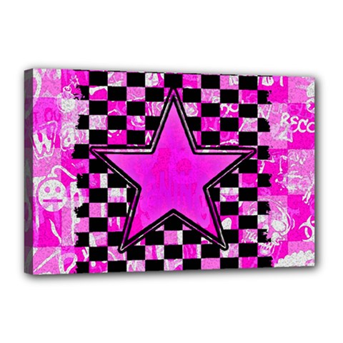 Pink Star Canvas 18  x 12  (Stretched) from ArtsNow.com