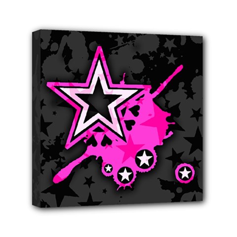 Pink Star Design Mini Canvas 6  x 6  (Stretched) from ArtsNow.com