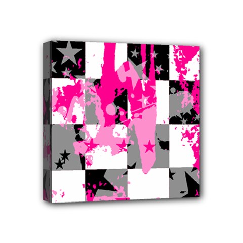 Pink Star Splatter Mini Canvas 4  x 4  (Stretched) from ArtsNow.com