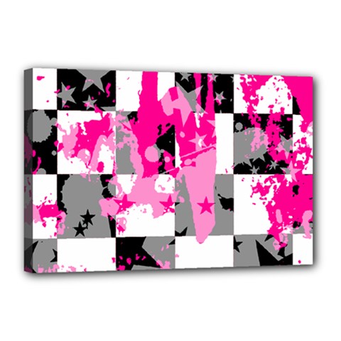 Pink Star Splatter Canvas 18  x 12  (Stretched) from ArtsNow.com