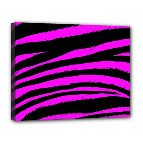 Pink Zebra Canvas 14  x 11  (Stretched) from ArtsNow.com