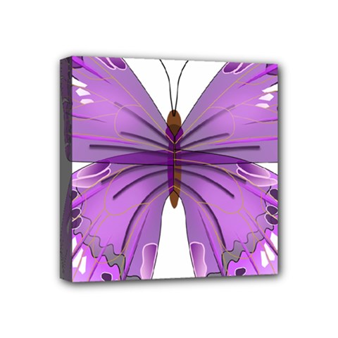 Purple Awareness Butterfly Mini Canvas 4  x 4  (Framed) from ArtsNow.com