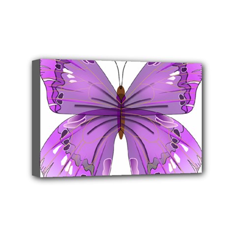 Purple Awareness Butterfly Mini Canvas 6  x 4  (Framed) from ArtsNow.com