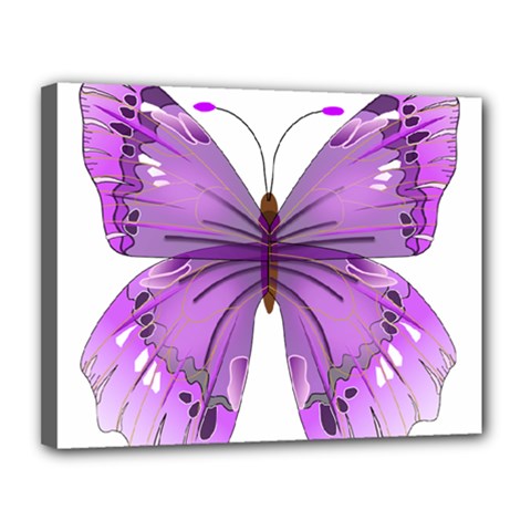 Purple Awareness Butterfly Canvas 14  x 11  (Framed) from ArtsNow.com