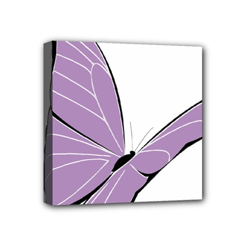 Purple Awareness Butterfly 2 Mini Canvas 4  x 4  (Framed) from ArtsNow.com