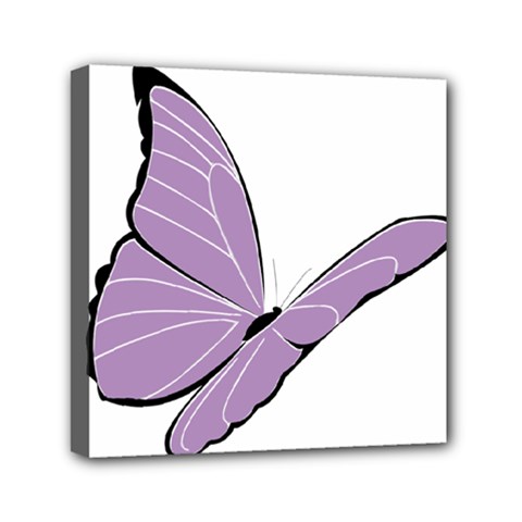 Purple Awareness Butterfly 2 Mini Canvas 6  x 6  (Framed) from ArtsNow.com