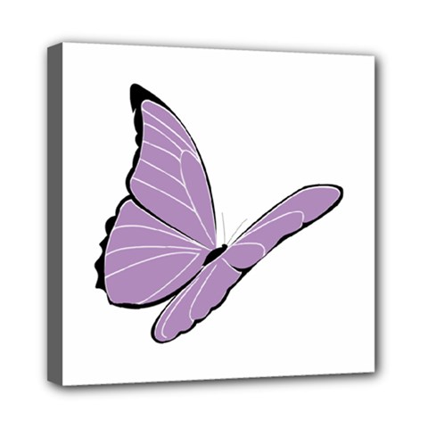 Purple Awareness Butterfly 2 Mini Canvas 8  x 8  (Framed) from ArtsNow.com