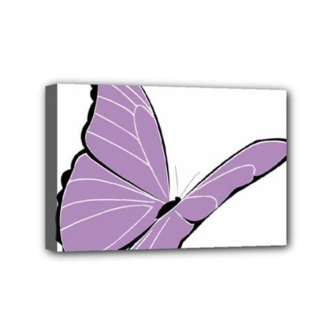 Purple Awareness Butterfly 2 Mini Canvas 6  x 4  (Framed) from ArtsNow.com