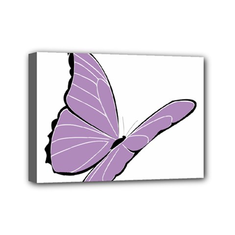 Purple Awareness Butterfly 2 Mini Canvas 7  x 5  (Framed) from ArtsNow.com