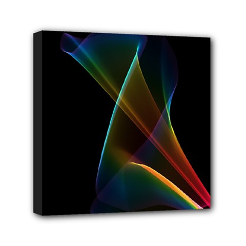 Abstract Rainbow Lily, Colorful Mystical Flower  Mini Canvas 6  x 6  (Framed) from ArtsNow.com