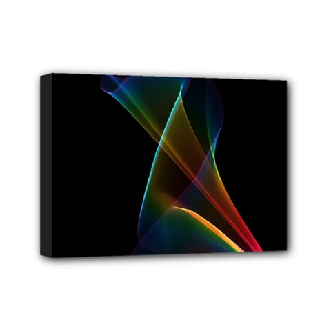 Abstract Rainbow Lily, Colorful Mystical Flower  Mini Canvas 7  x 5  (Framed) from ArtsNow.com