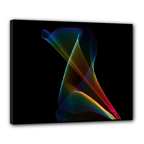 Abstract Rainbow Lily, Colorful Mystical Flower  Canvas 20  x 16  (Framed) from ArtsNow.com