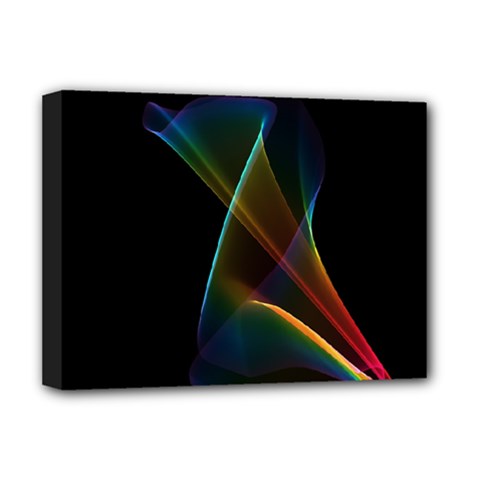 Abstract Rainbow Lily, Colorful Mystical Flower  Deluxe Canvas 16  x 12  (Framed)  from ArtsNow.com