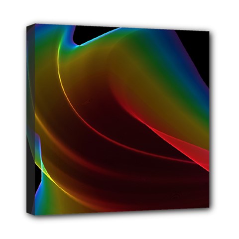 Liquid Rainbow, Abstract Wave Of Cosmic Energy  Mini Canvas 8  x 8  (Framed) from ArtsNow.com