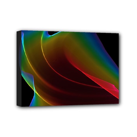 Liquid Rainbow, Abstract Wave Of Cosmic Energy  Mini Canvas 7  x 5  (Framed) from ArtsNow.com