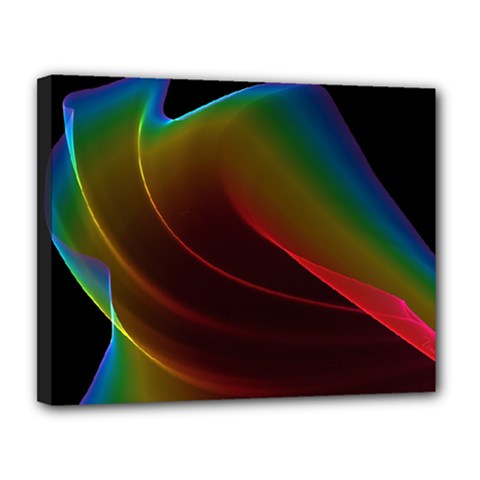 Liquid Rainbow, Abstract Wave Of Cosmic Energy  Canvas 14  x 11  (Framed) from ArtsNow.com