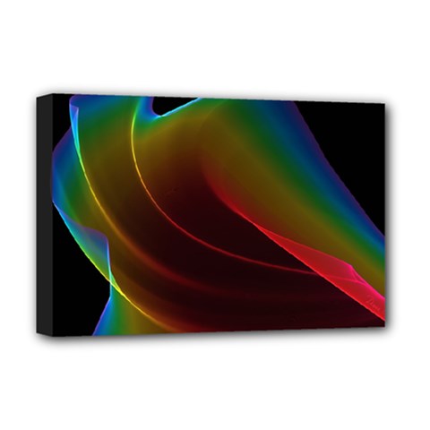 Liquid Rainbow, Abstract Wave Of Cosmic Energy  Deluxe Canvas 18  x 12  (Framed) from ArtsNow.com