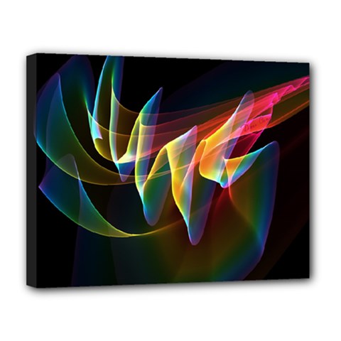 Northern Lights, Abstract Rainbow Aurora Canvas 14  x 11  (Framed) from ArtsNow.com