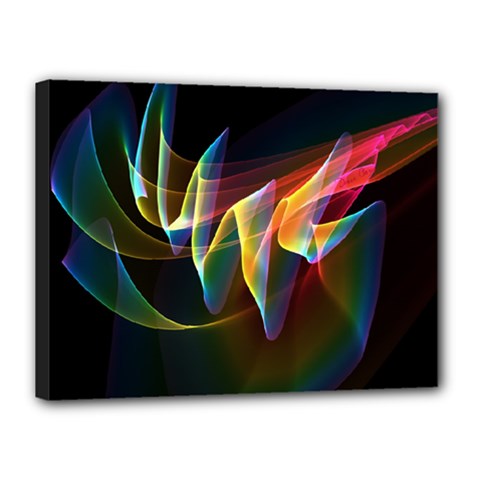 Northern Lights, Abstract Rainbow Aurora Canvas 16  x 12  (Framed) from ArtsNow.com