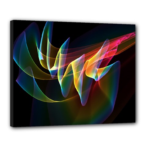 Northern Lights, Abstract Rainbow Aurora Canvas 20  x 16  (Framed) from ArtsNow.com