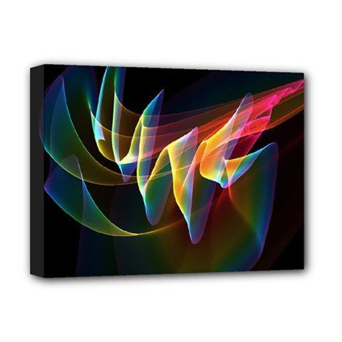 Northern Lights, Abstract Rainbow Aurora Deluxe Canvas 16  x 12  (Framed)  from ArtsNow.com