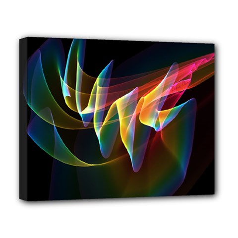 Northern Lights, Abstract Rainbow Aurora Deluxe Canvas 20  x 16  (Framed) from ArtsNow.com